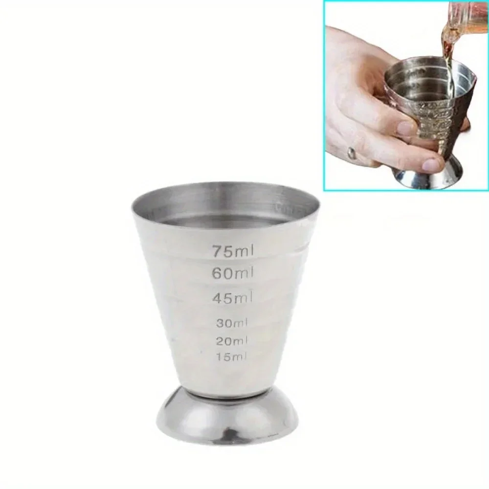 1PC Measuring Cup 75ml/2.53oz Mixing Glass 304 Stainless Steel with Three Kinds of Scale Measuring Ring Ounce Cup