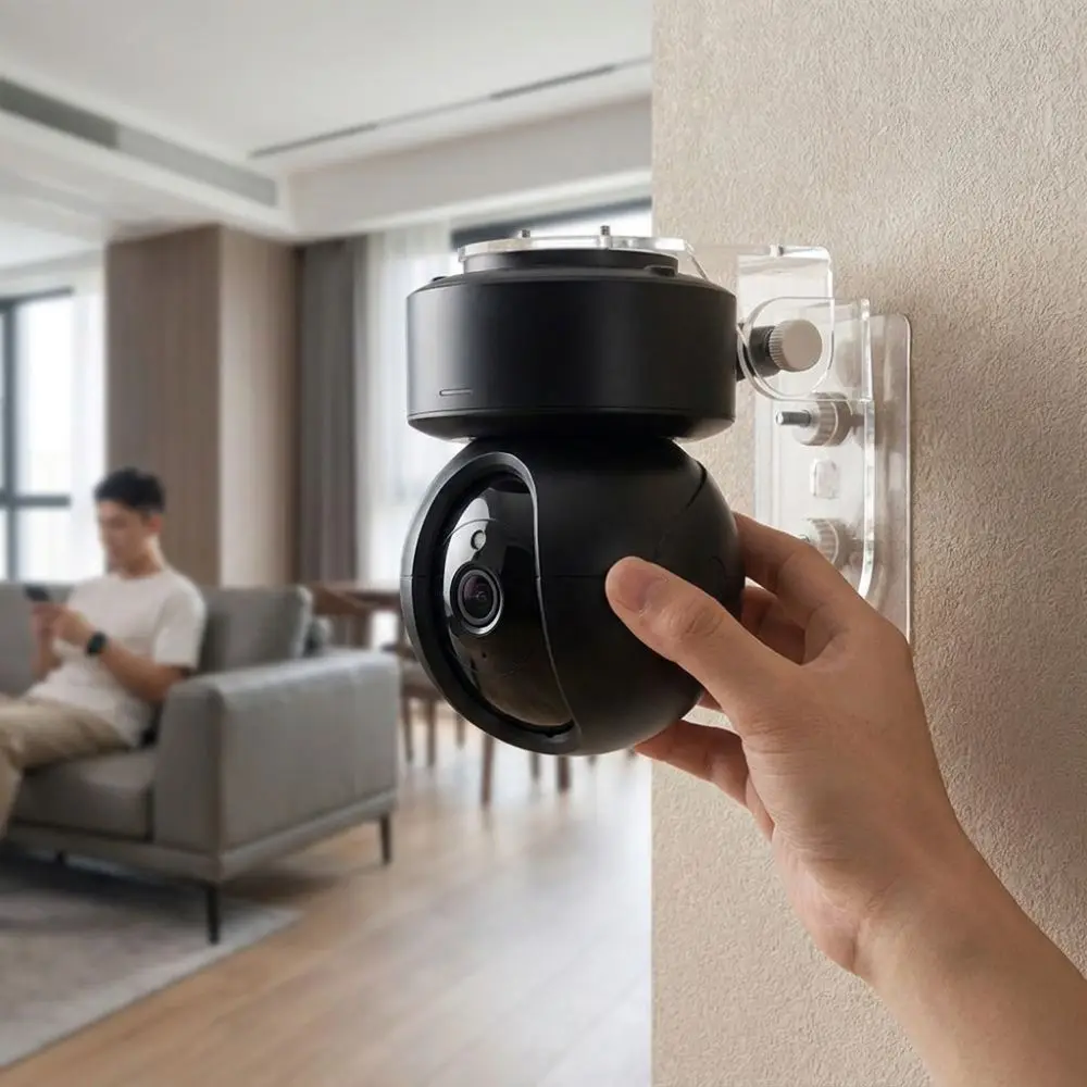 Acrylic Video Surveillance Camera Mount L Shape Adjustable-angle Wall Mount Camera Stand Drill-Free Fixer Upside-Down Mount