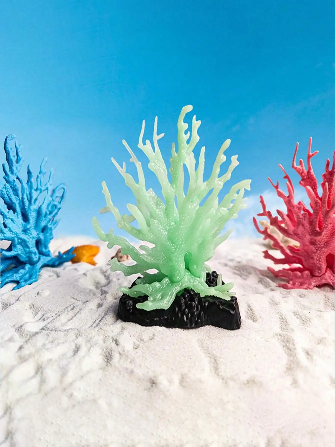 1PC/3PCS Aquarium Landscape Decoration PVC Coral Tree Fish Tank Decorated With Orange Pink Fluorescent Coral Miniature Landscape