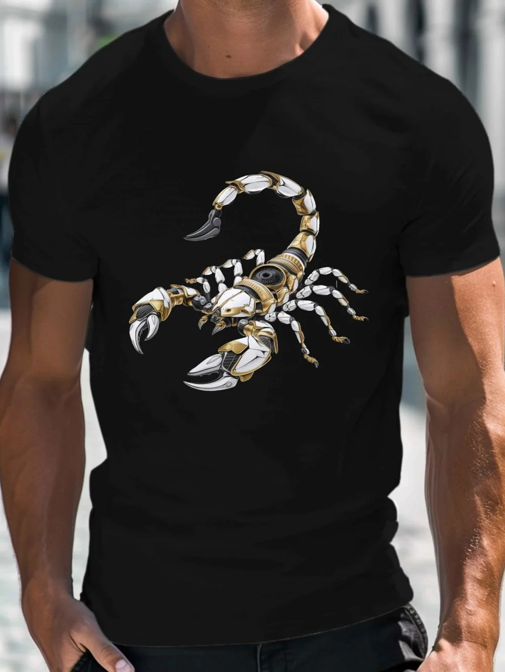 Men's Full-Body 3D Scorpion Print T-Shirt Summer Short Sleeve Round Neck Tops Harajuku Streetwear Personality Fit Men's T-Shirts