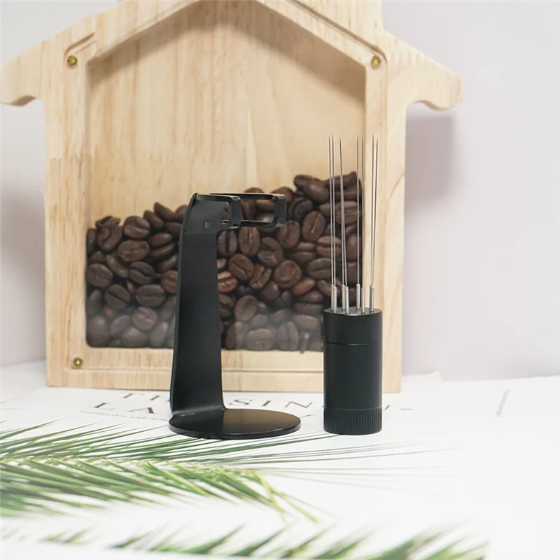 

ABWR-Upgraded Stainless Steel Needle Distribution Tool Espresso Stirrer With Iron Storage Stand For Solve Coffee Clumping, Durab