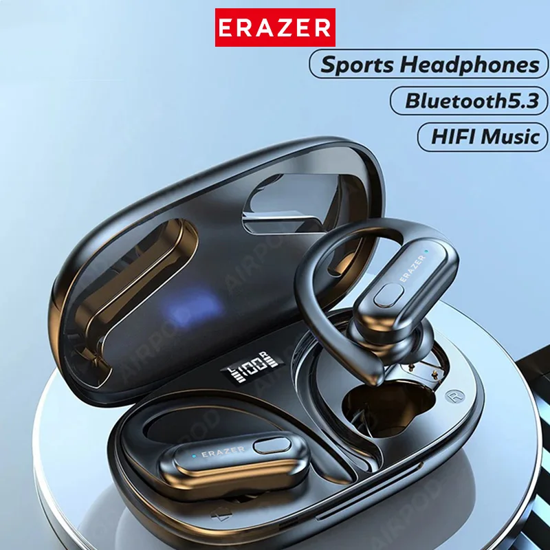 ERAZER XT60Pro Bluetooth 5.3 Sport Earphone OWS Ture Wireless Headphones Long Battery Life Button Control Noise,Headsets Extra B