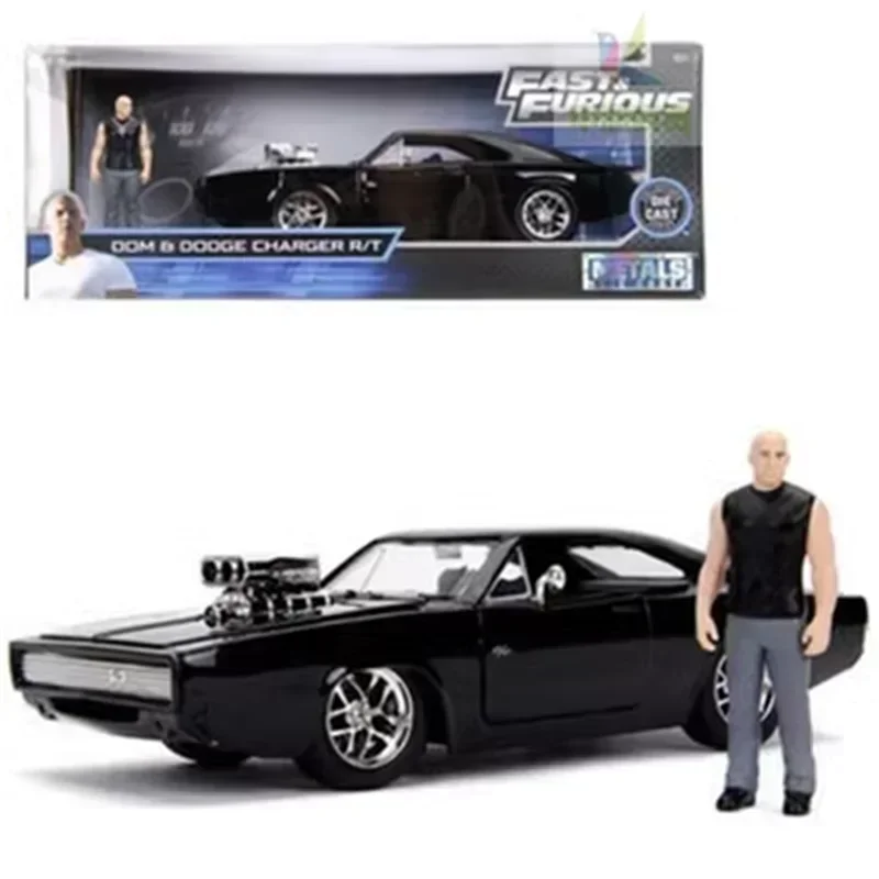 

JADA1/24 Fast & Furious Dodge Charger с куклой из сплава Ярко-черная модель из светлого сплава, коллекция украшений