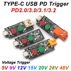 140W 5A TYPE-C USB PD QC Voltage Trigger Fast Charge PD2.0/3.0 Decoy 5V 9V 12V 15V 20V 28V 48V PD TO DC Adapter Charging Test