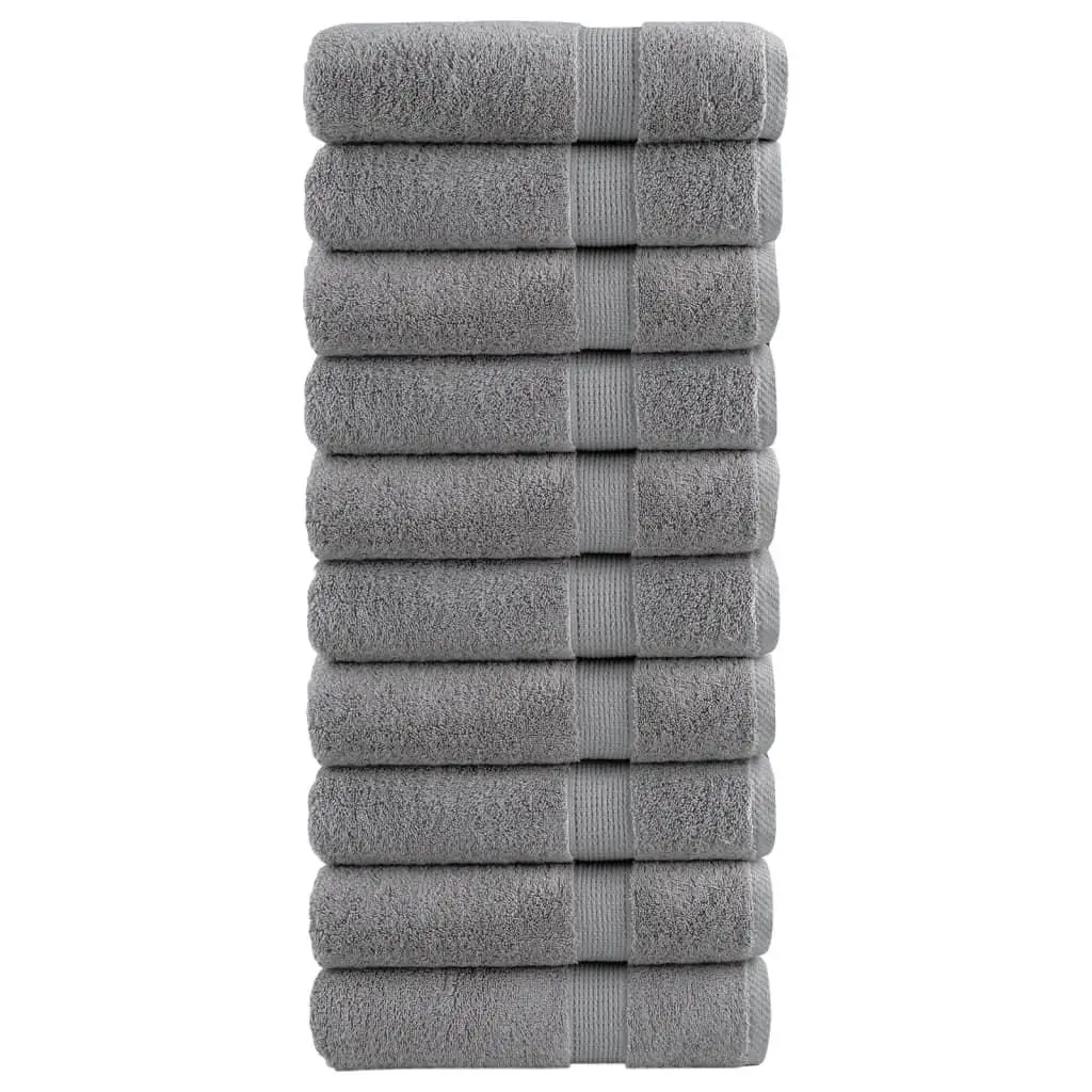 Premium 10pcs Grey Bath Towels Set - SOLUND 100x150cm, 600gsm Soft & Absorbent Towels for Home Use