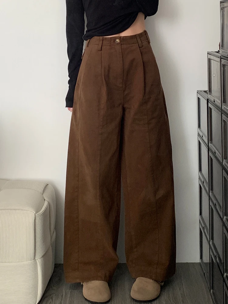 

Джинсовые брюки с высокой талией и широкими штанинами, женские свободные утягивающие осенне-зимние длинные брюки Du Khaki Dra Jeans