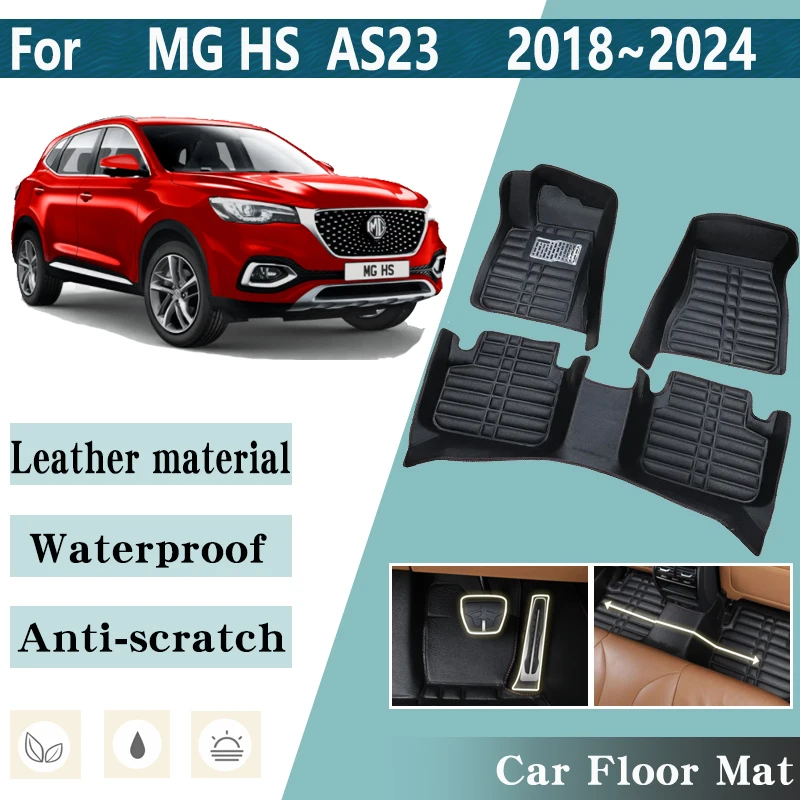 

LHD Car Floor Mats for MG HS MGHS 2019~2024 AS23 EHS PHEV Hybrid Leather Foot Inner Liner Carpet Pads Custom Rug Car Accessories