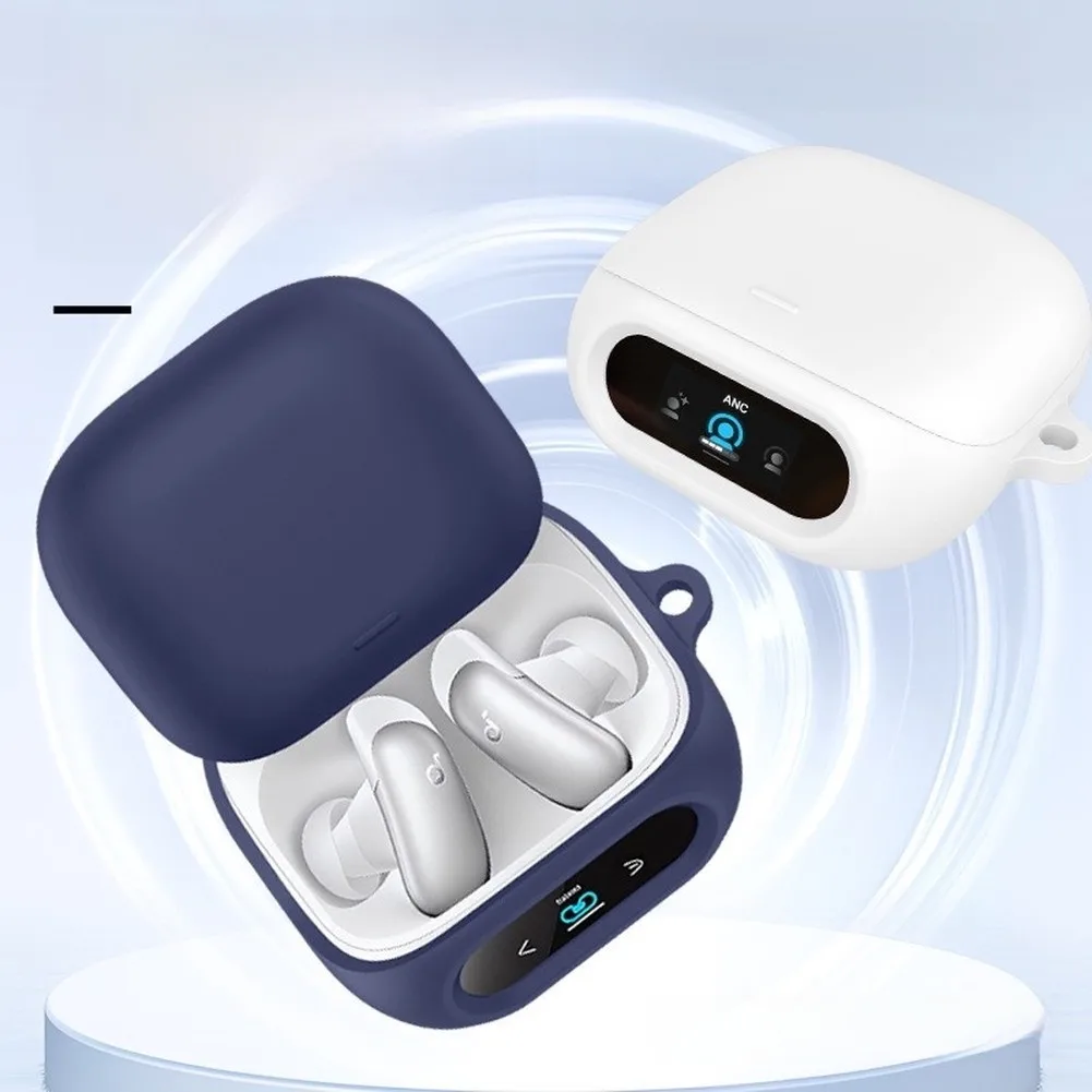 Soft Silicone Case For Soundcore For Liberty 5Pro Solid Color Earphone Protective Cover With Keychain Earphone Accessories