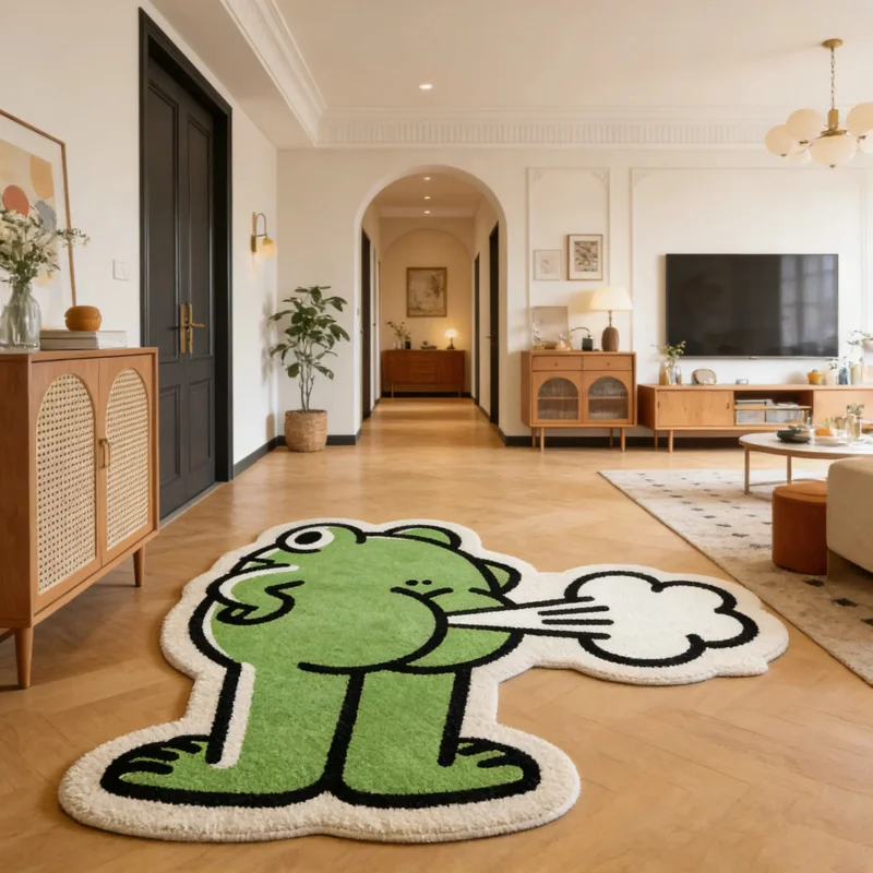 VIKAMA Ins Wind Weird Fart Frog Shaped Carpet Bedroom Children'S Room Decoration Carpet Soft And Comfortable Home Decoration