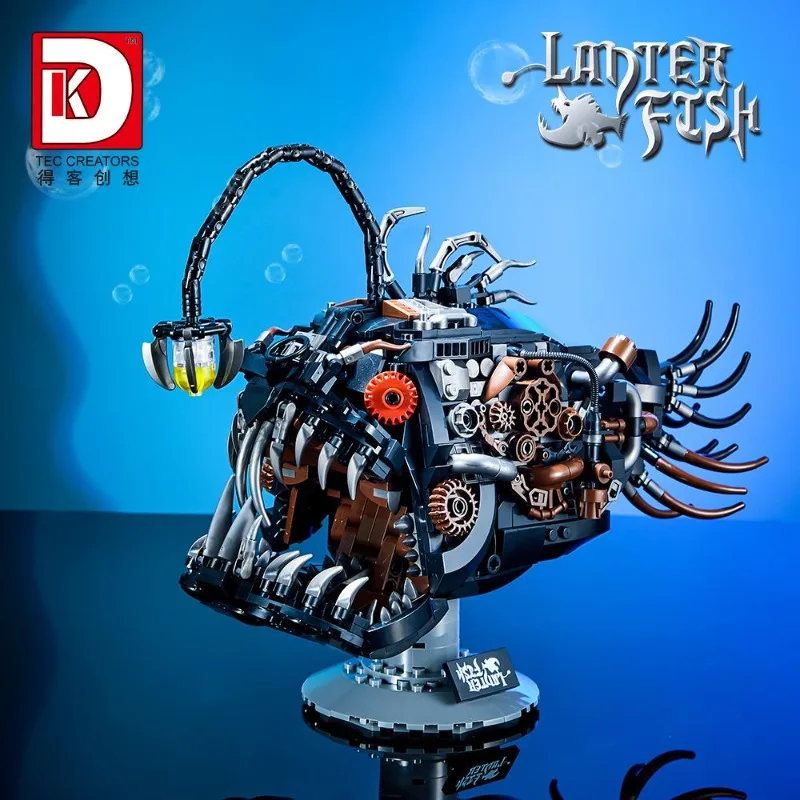 1038 pçs criativo animais marinhos lanterna mecânica peixe blocos de construção tijolos brinquedo presente para crianças adulto