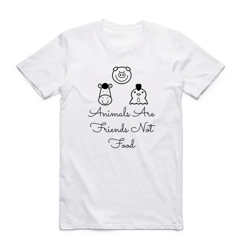 Asian Size Men Women Printing Animals Are Friends Not Food T-shirt Summer O-Neck Short Sleeve Vegan Vegetarian T-shirt HCP4162