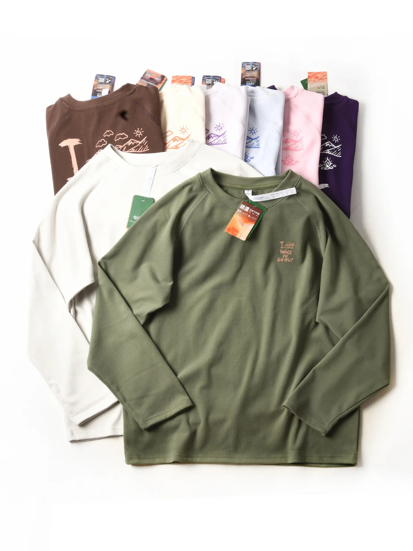 Double-Sided American Style Long Sleeve T-Shirt Loose Casual round Neck Warm Top for Men Autumn Winter Base Layer Shirt