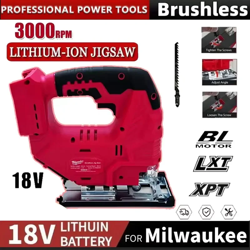 

Milwaukee 18V 20V Battery 0-45º Cutting 3 Orbital Settings Brushless Jig Saw Electric Jigsaw Woodworking Tool Power Tools
