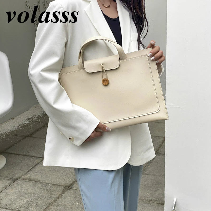 Volasss-Sacs à main en cuir pour ordinateur portable 14 "pour femme, étuis à bombes, sac fourre-tout d'affaires, sacs d'ordinateur portables étanches pour femme, nouveau