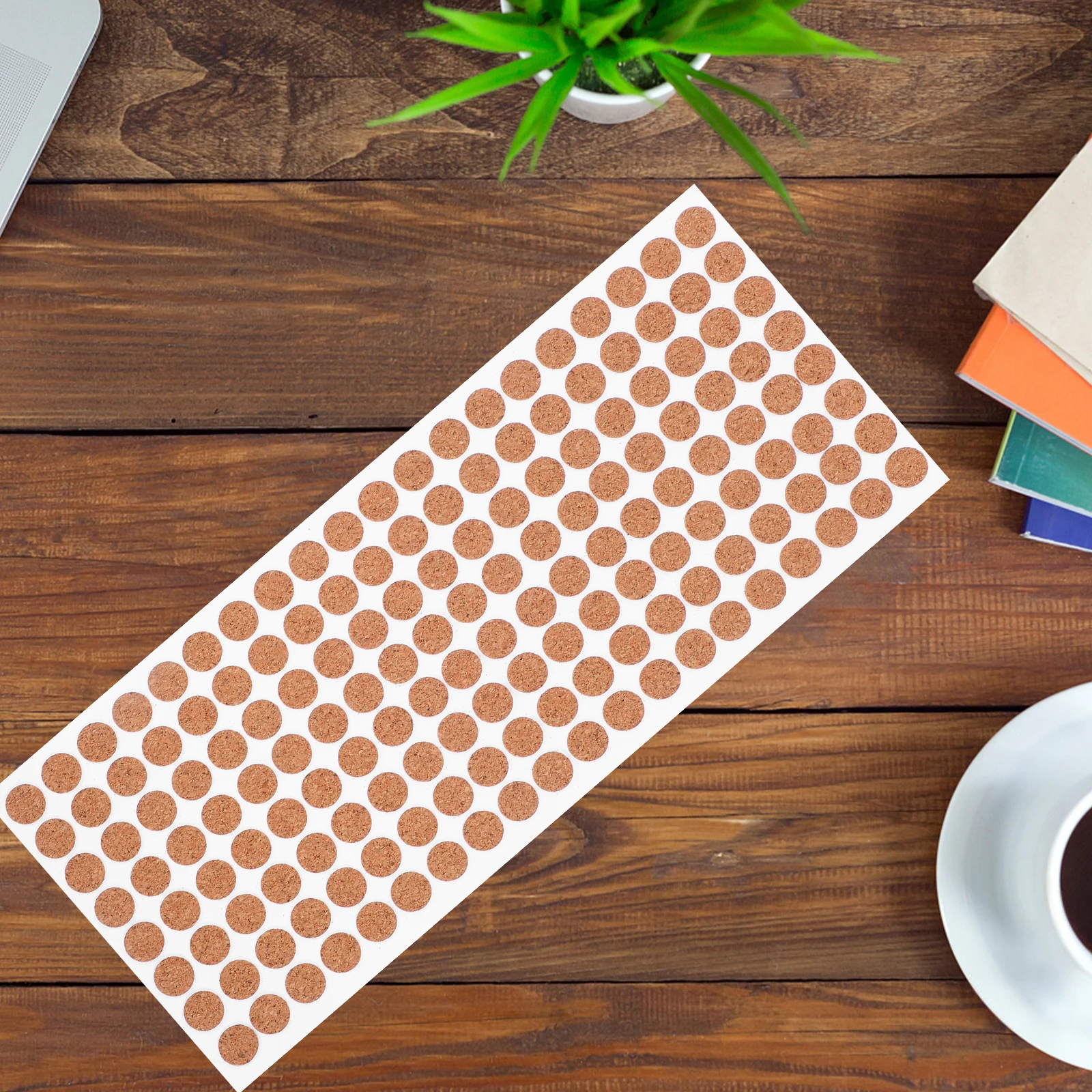 500pcs Self-Adhesive Cork Pads Non-Slip Cork Mats Round Dots Flat Circles For Kitchen Furniture Cabinets Dining Shock Absorption
