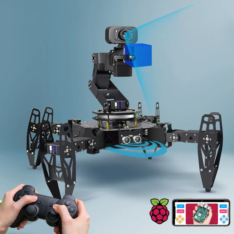 Raspberry skin multi-legged transport robot quadruped bionic spider ai vision intelligent transport programming learning kit