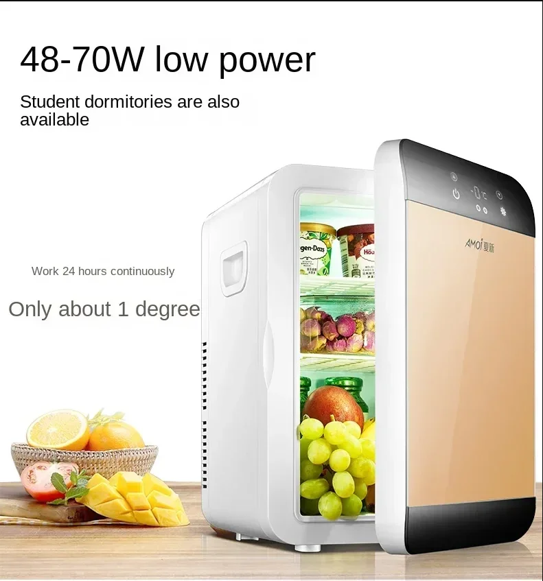 12V/220V Amoi Xiaxin Mini Refrigerator Mini Home Dormitory Car Refrigerated Frozen Breast Milk Single Person Mini Freezer AE