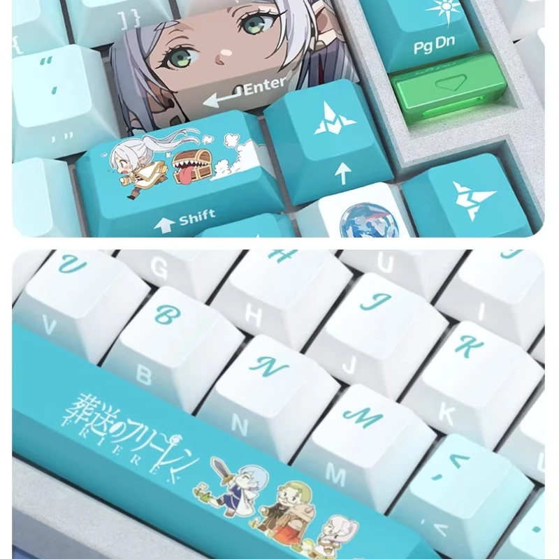 Frieren Keycaps Custom PBT Cherry Profile Side Engraving Transparent Keycap Cute Cartoon Anime Point Key Caps for Gamers Design