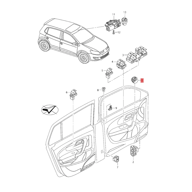 6R1959565F Electric Mirror Control Adjust Knob Button Parts For VW Polo 2010-2020 Rear Side Mirror Switch 6R1 959 565A