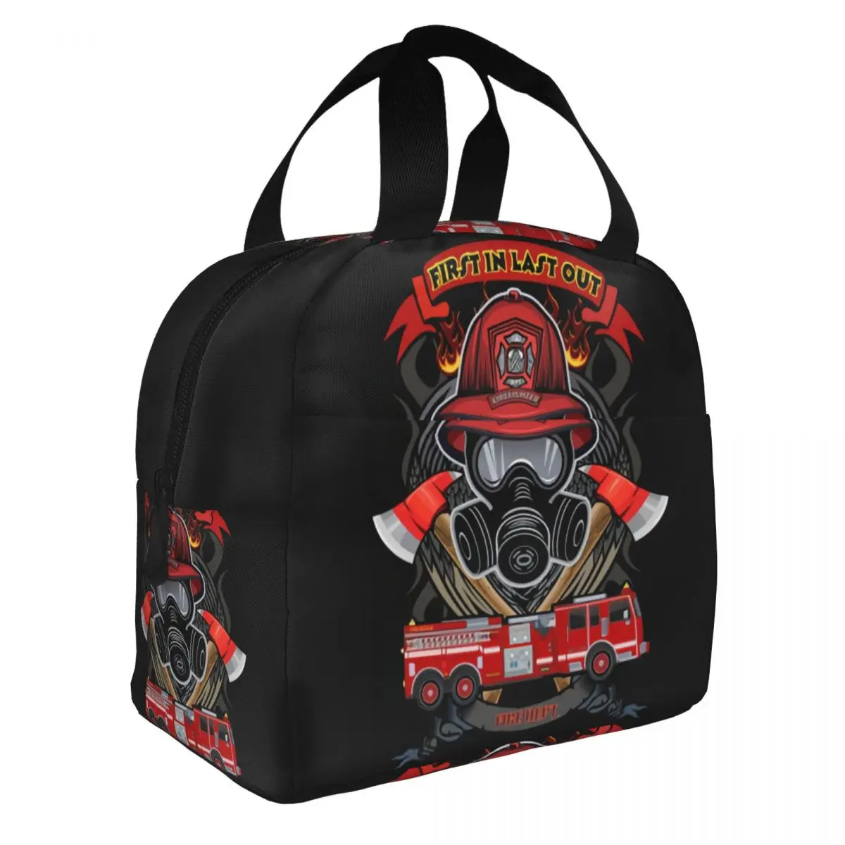Fire Rescue Fireman Skull Firefighter Resuable Lunch Box Multifunction Thermal Cooler Food Insulated Lunch Bag For School Office