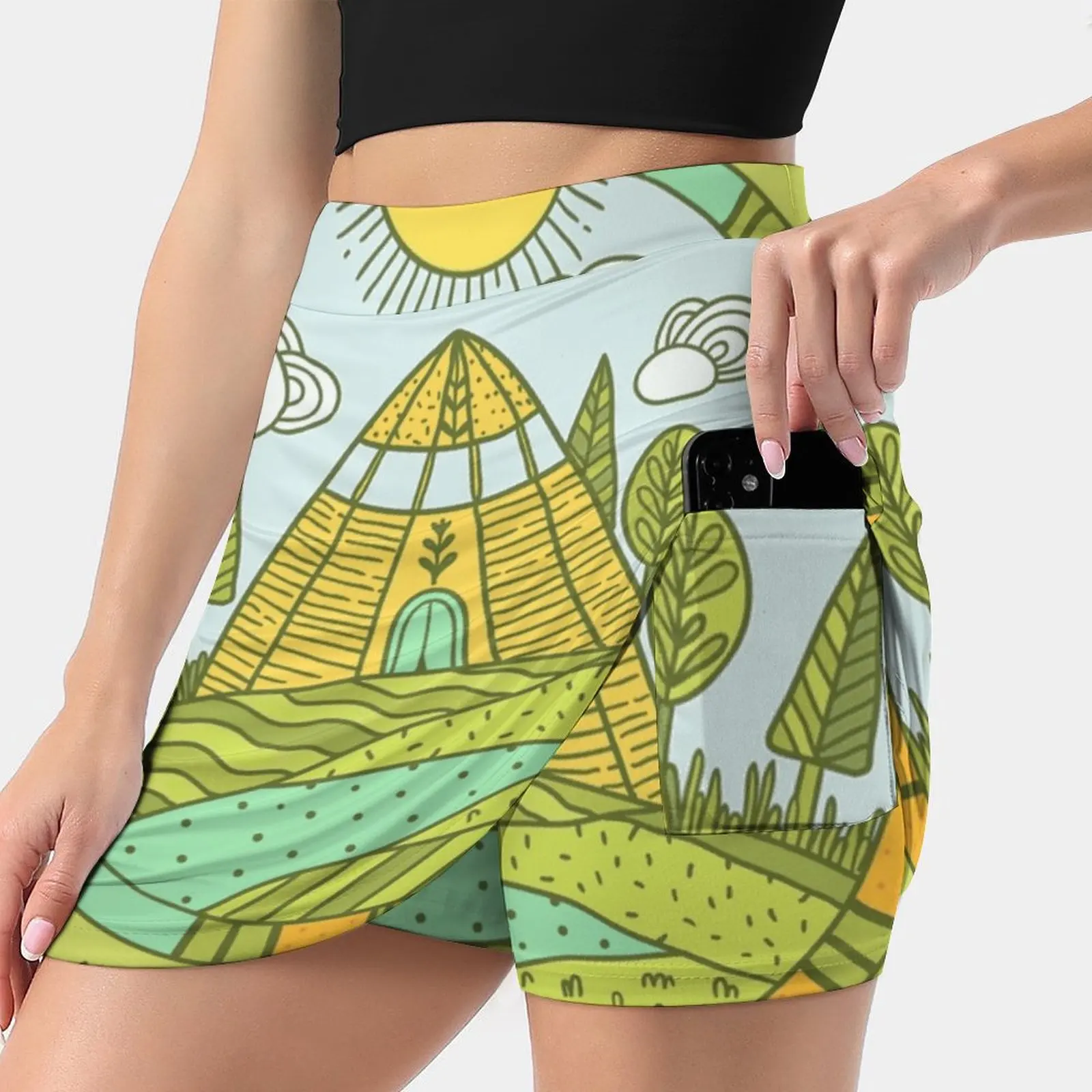 Urasa S-4Xl Tennis Skirts Golf Fitness Athletic Shorts Skirt With Phone Pocket Summer House Summer Nature Yakutian Yakutia