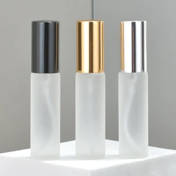 50pcs/lot 5ML 10ML 20ML Frosted Glass Spray Bottle Refillable Perfume Atomizer Mini Sample Glass Vials with Gold Silver Cap