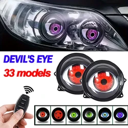 LED Car Dynamic Lights Devil's Eye 12V 3-Inch With Remote Control Eyes Retrofit Kits Headlight Assembly Auto Accessories