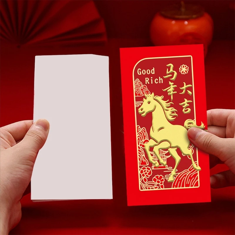  Festives Red Envelopes for Year of Horses Celebration Paper Money Holders - Image 6