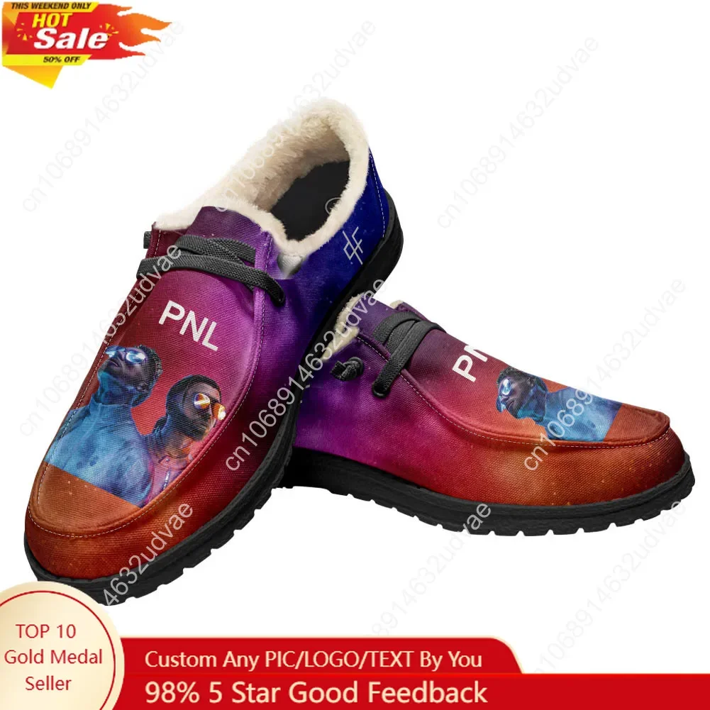 

Le Monde Chico Plush Loafer PNL Album French Rapper Men Woman Casual Flat Shoes Keep Warm Lightweight Footwear Custom Shoe Black