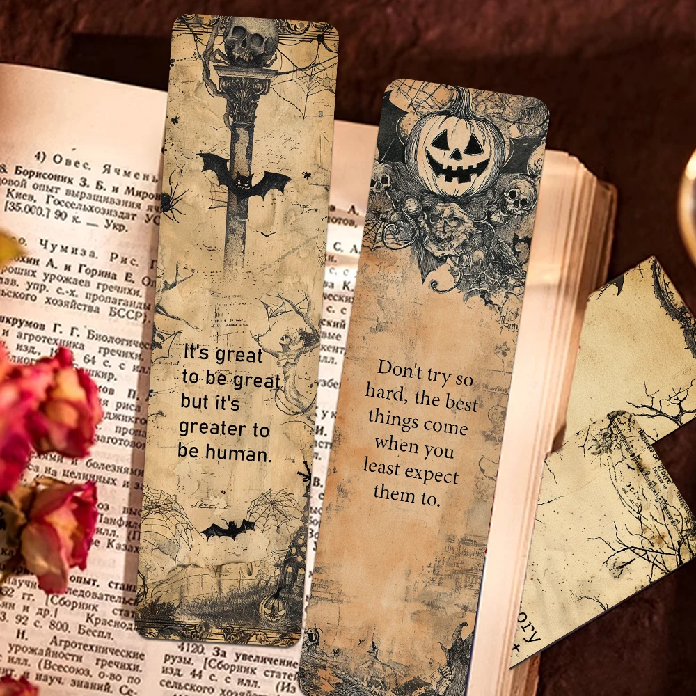 30pcs Retro Dark Inspirational Copywriting Bookmark Reading Pages Books Labeled School Stationary Supplies Aesthetic Bookmark