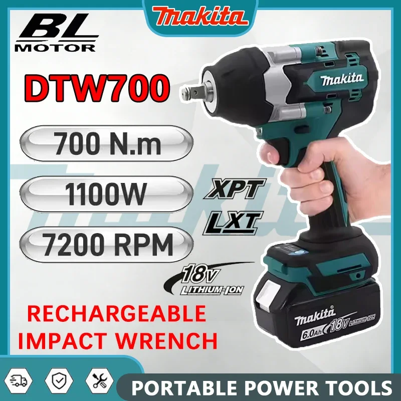 

Makita DTW700 Brushless Cordless Electric Wrench 18V High Torque Screwdriver Rechargeable Torque Tool