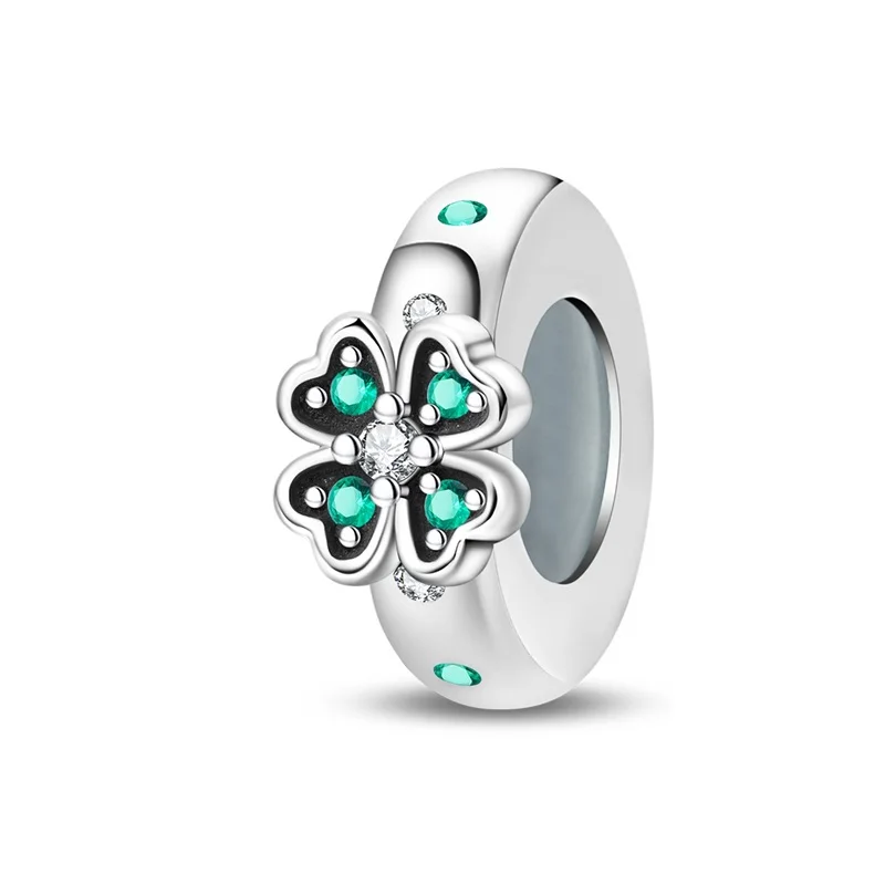 

Fit 3mm Original Bracelets 925 Sterling Silver Green Clover Spacer Charms Beads For Women DIY Birthday Party Jewelry Gifts