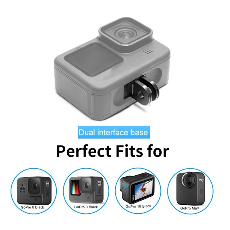 Adaptador de montaje de trípode para cámara de acción, Base de montaje para Gopro Hero 10/9/8/Max, orificio de 1/4 pulgadas, adaptador de monopié, 2 juegos
