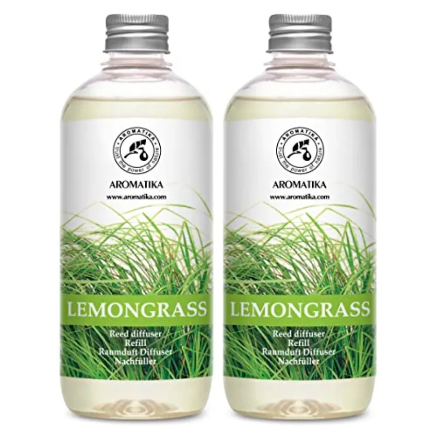 

Lemongrass Diffuser Refill 34 2x - Fresh and Long Lasting Fragrance - Refill with Natural Essential Lemongrass Oil - for Aromat