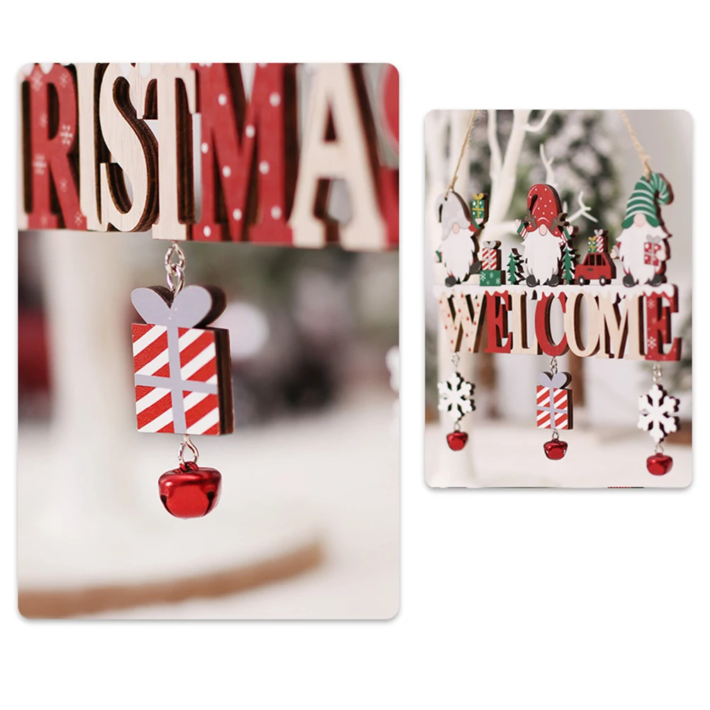 

Door Ornament Christmas Ornaments With Bell Wooden Home Decoration Fabric With Lanyard High Quality Multiple Scenarios Available