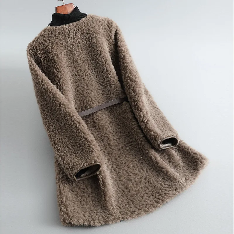 2025 Winter New Sheep Cutting Fleece and Fur Integrated Coat Women's Granular Lamb Hair Medium Long High Quality Fur Jacket