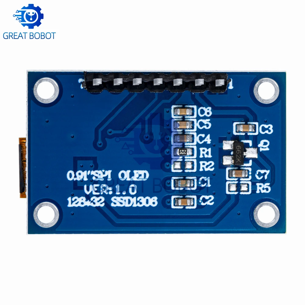 BS SSD1306 7PIN 0.91 Inch 128x32 SPI OLED Display Module, White Blue Screen Board for Arduino