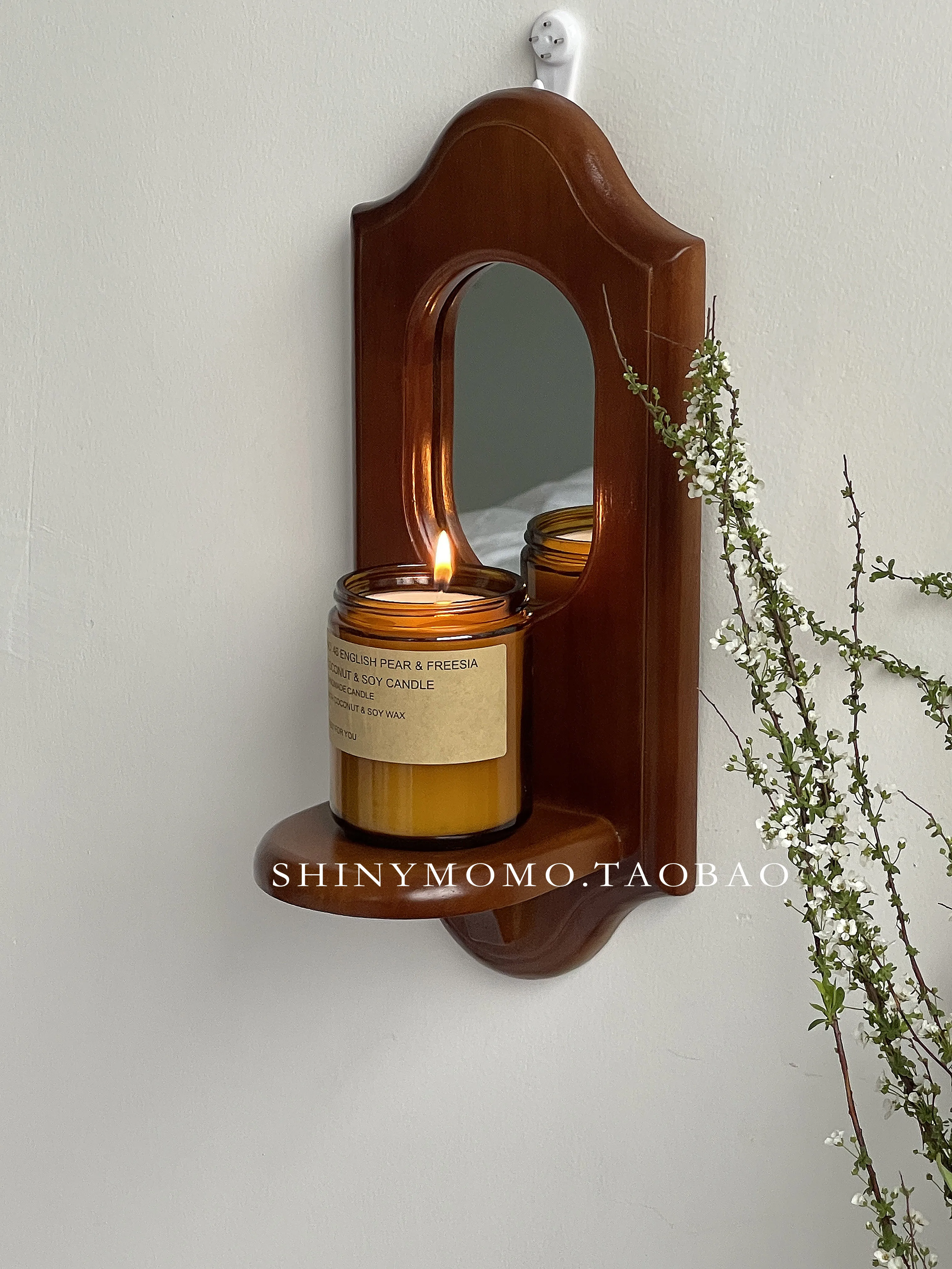 

Solid Wood Retro Wall-Mounted Wall Decoration Mirror B & B Coffee Tube Commercial Space Soft Decoration Props