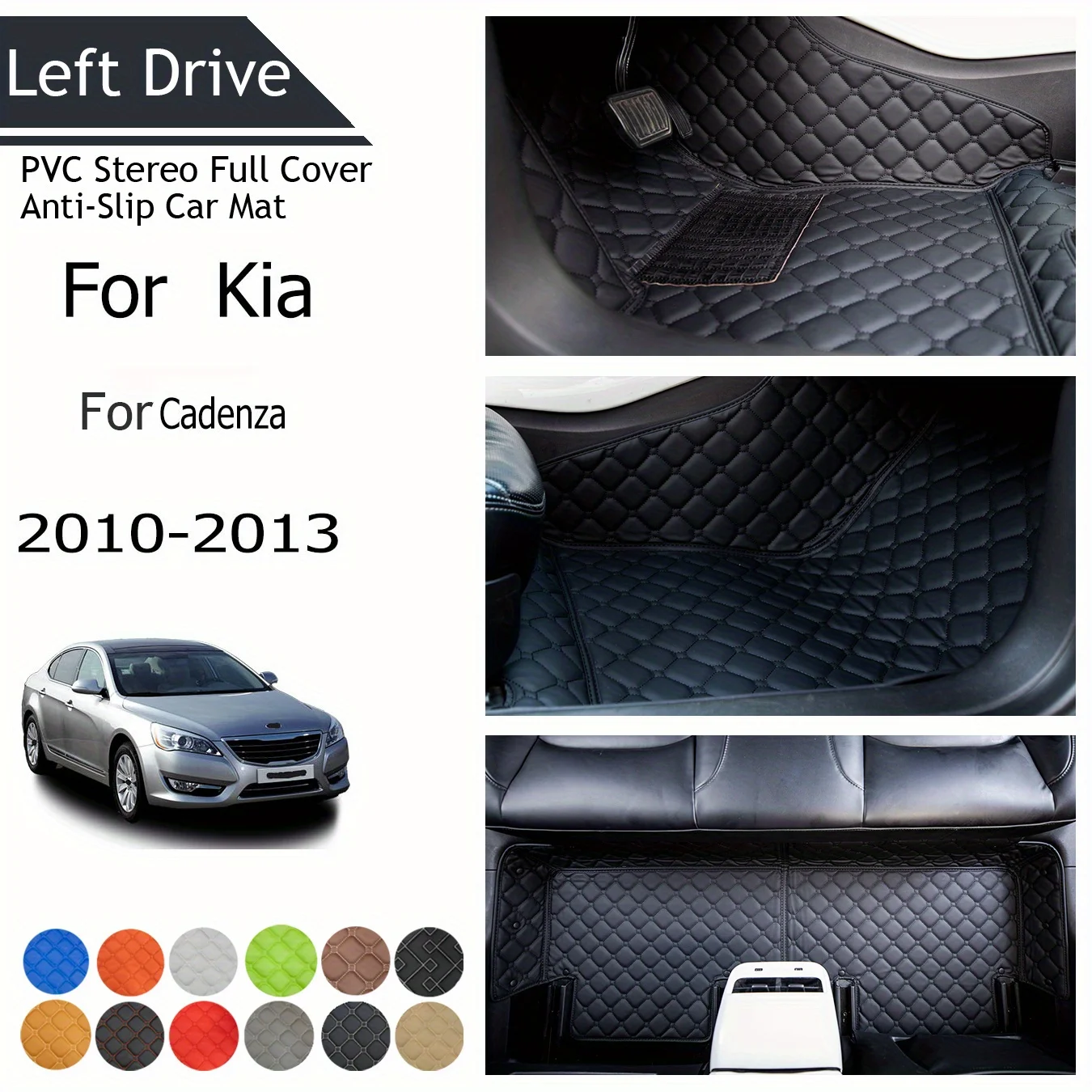 

TEGART 【LHD】For KIA For Cadenza 2010-2013 Three Layer PVC Stereo Full Cover Anti-Slip Car Mat Car Floor Mats Car Accessories