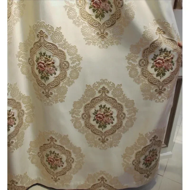European Jacquard Luxury Blackout Curtains For Living Dining Room Bedroom Embossed Thickened Embroidery Tulle Window Customize