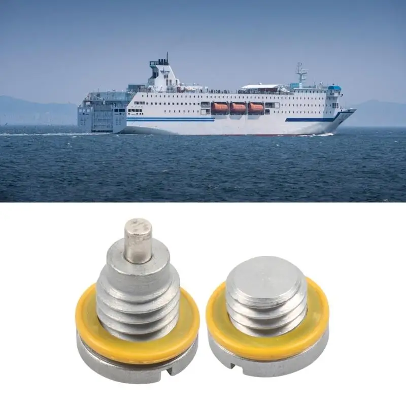 Gearcase Drain Screw Set 2 Piece Threaded Metal Screw with Yellow Seal Design, Replaces 8M0058389 and 10-79953Q04 for Marine