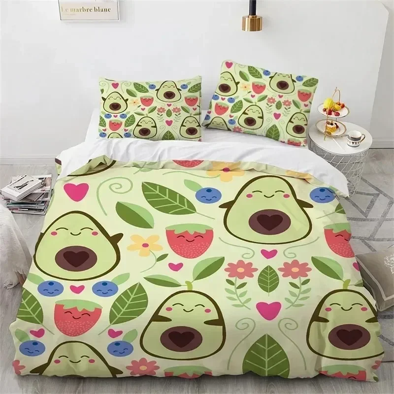 

Luxury New 3D Print Avocado Faces Comfortable Duvet Quilt Cover Pillowcase Bedding Set Children Bedroom Decoration Home Textile