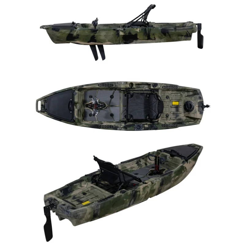 2025 New Arrival 10FT Two Sections  Detachable Fin Pedal Kayak  Modular Kayak Plastic Canoe for Sea Sports