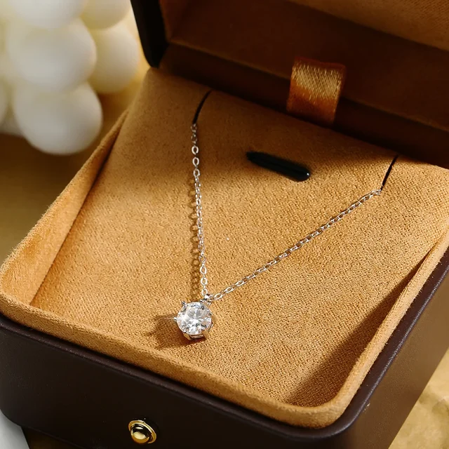S925 Sterling Silver Diamond Pendant S925 Sterling Silver Necklace 1 2ct Real Aliexpress
