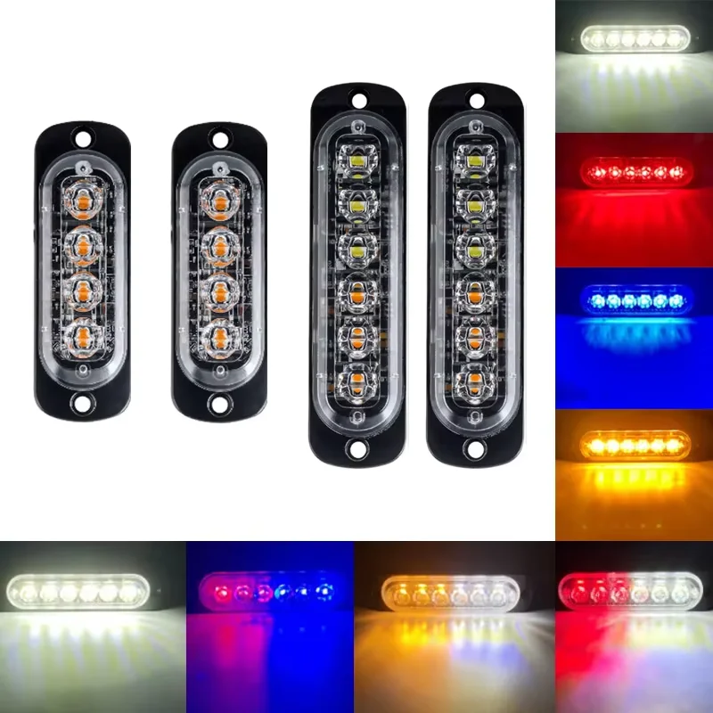 

6/4LED Strobe Warning Light Emergency Lamp Flashing Signal Traffic Light Police Lamp Beacon Lamp White Yellow for Truck 12V/24V