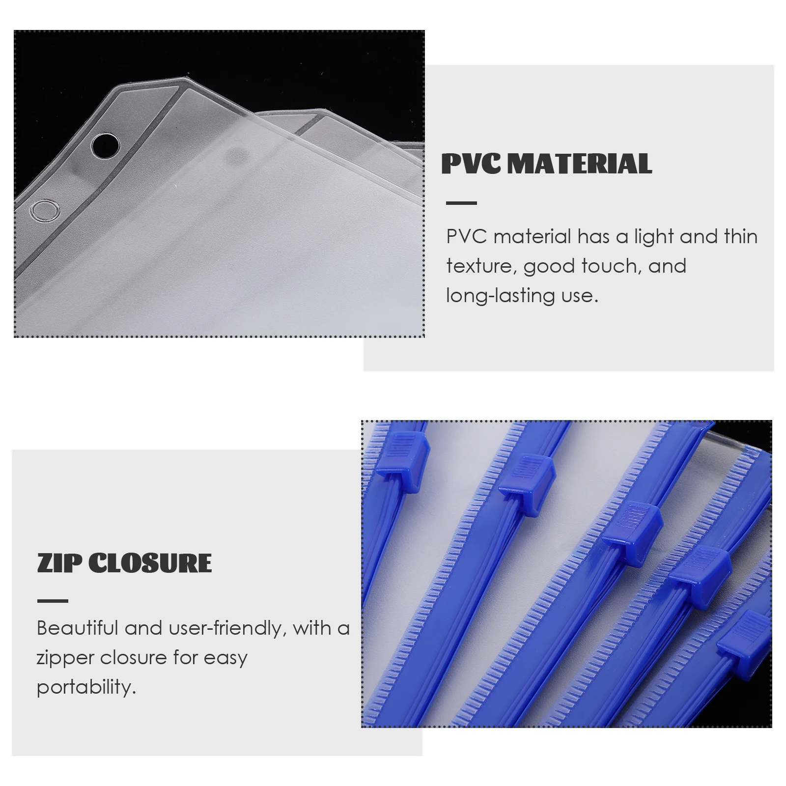 

10Pcs A6 6-Hole Notebook Zippered Pouches Pvc Material Organizer for