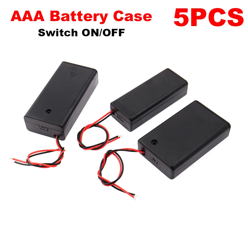 5PCS 2 3 4 Slots AAA Battery Holder Storage Case Box With Switch&Cover Batteries Standard DIY Battery Container Cover On/Off