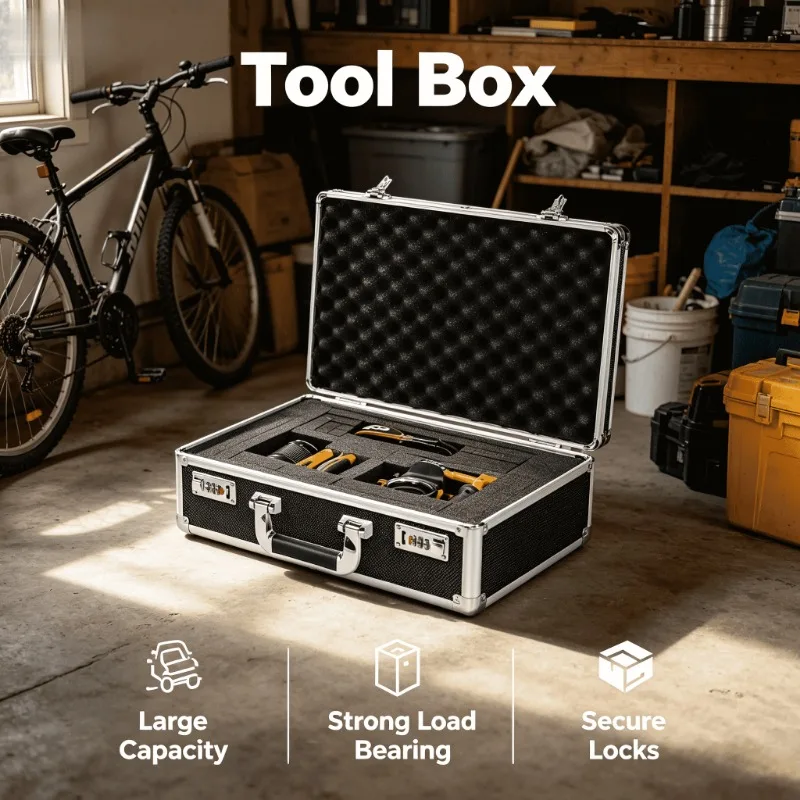 Portable Heavy Duty Secure Storage Case Home Garage Organizer Cajas De Herramientas Toolbox Aluminum Alloy Lockable Toolbox