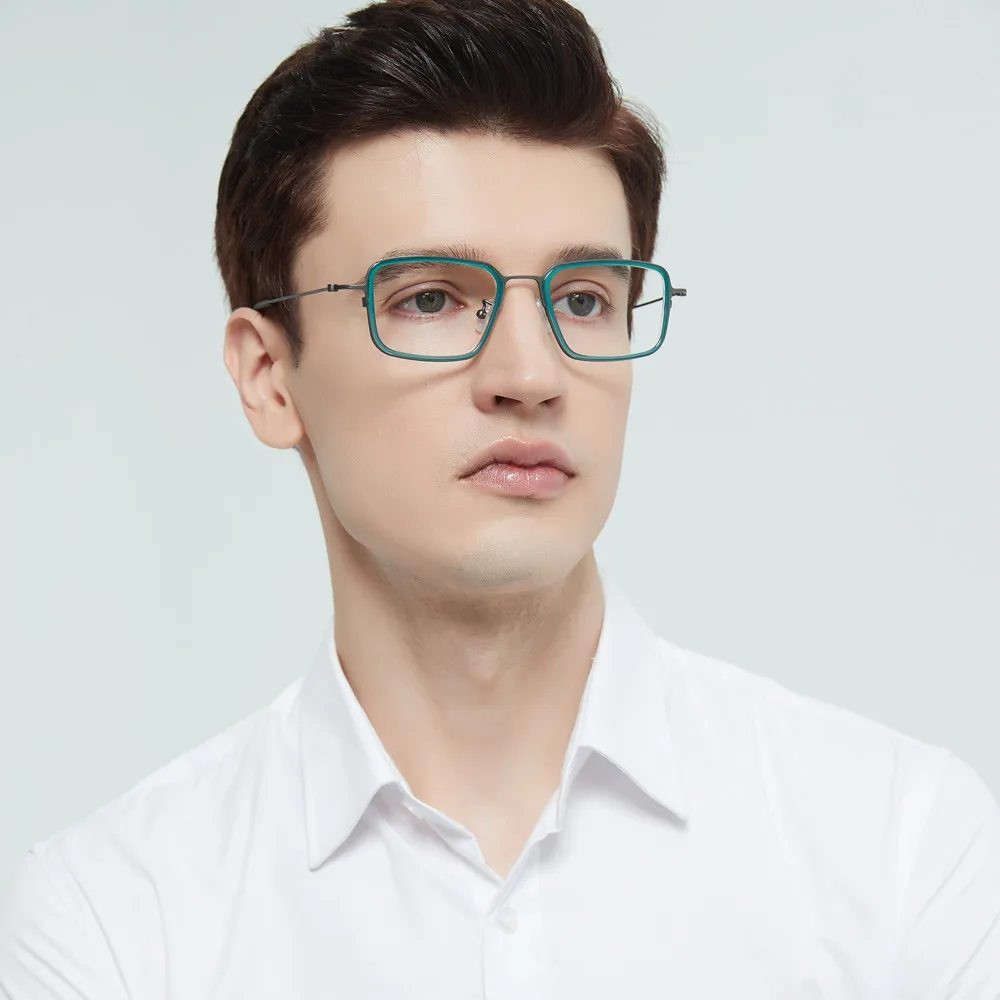 Men Oversize Square Glasses Frame Pure Titanium Acetate Ultralight 8g 152mm Thin Rim Eyeglasses Vintage Tortoise Spectacles