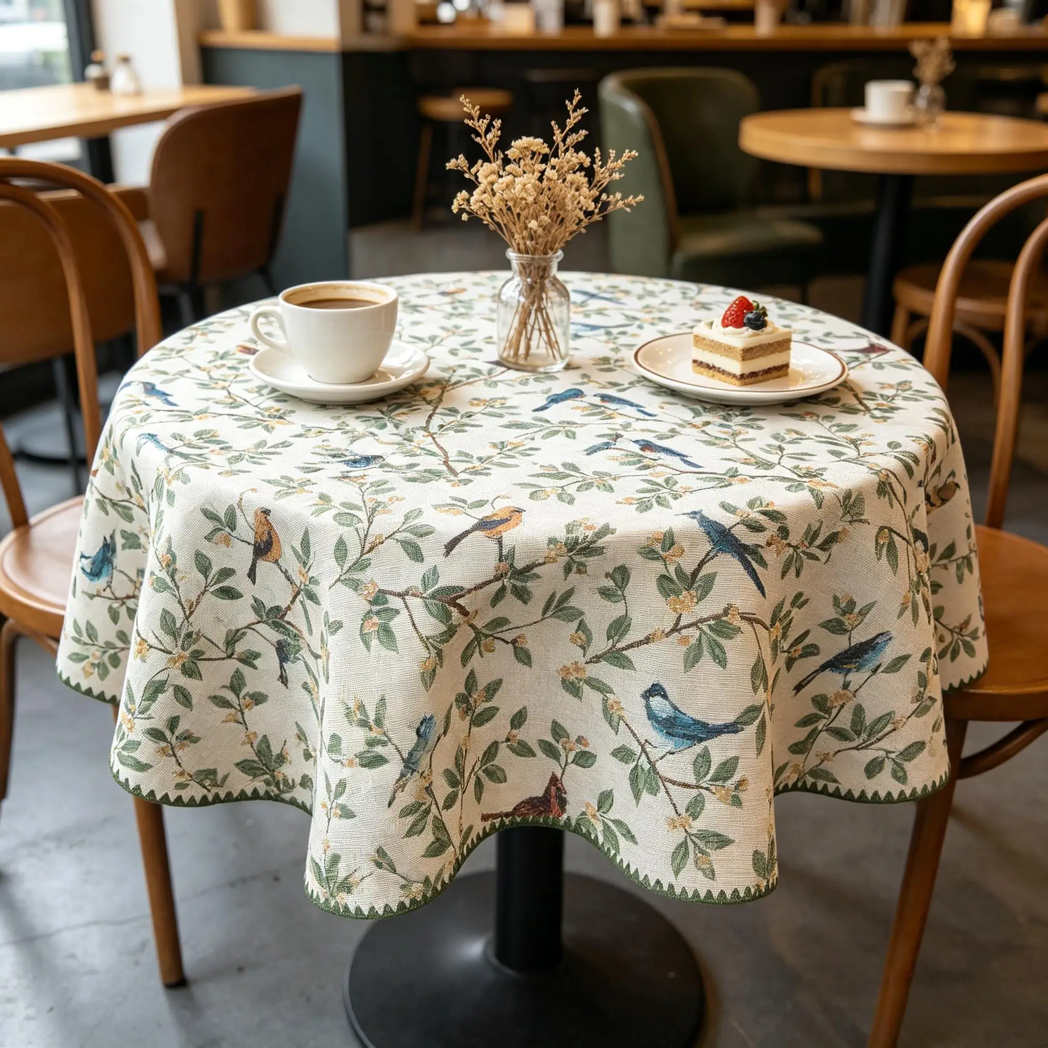 Round Table Cloth Soft Cotton Round Tablecloth Small Size Decorative Round Table Cloth for Indoor Dining Kitchen Living Space